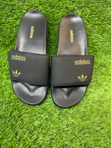 ADIDDAS BLACK & YELLOW COMPFORT SLIPPER